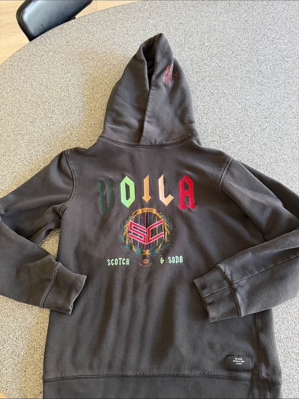 Scotch & Soda Black Hoodie with Multicolor 'VOILA' Back Graphic